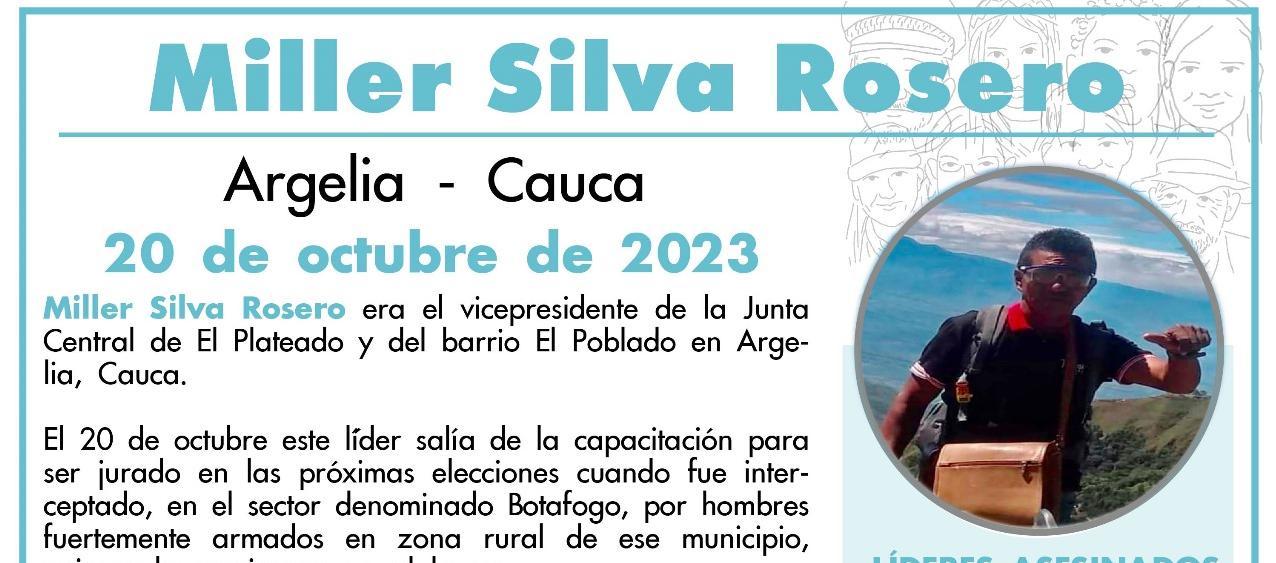 Miller Silva Romero, líder asesinado en el Cauca