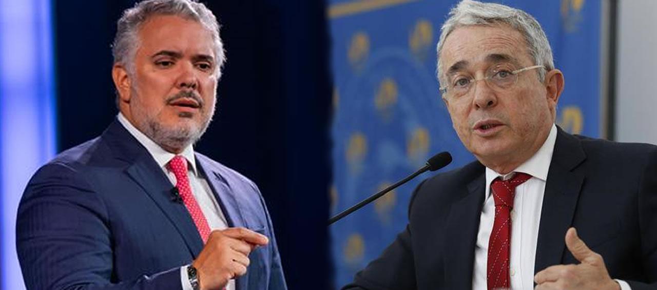 El expresidente Iván Duque y el expresidente Álvaro Uribe