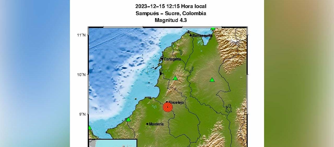 En Sampués, Sucre, el temblor tuvo una magnitud de 4,3 grados