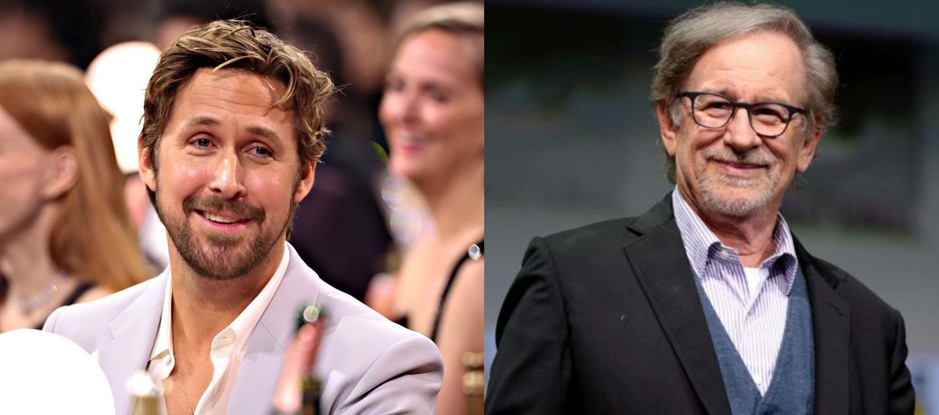 Ryan Gosling y Steven Spielberg, presentadores de la gala.