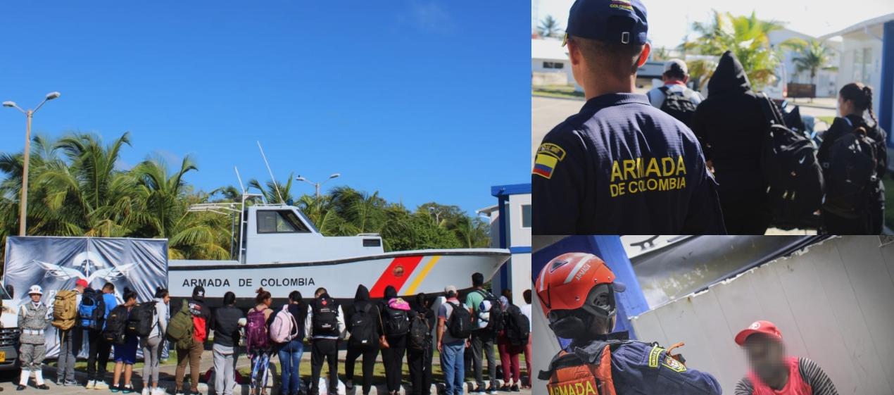 Migrantes rescatados por la Armada Nacional. 