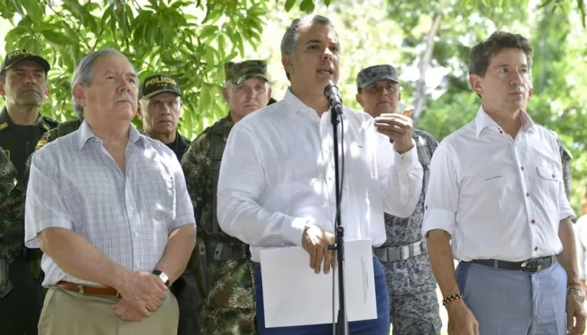 El Presidente Iván Duque al término del Consejo de Seguridad en el municipio de Caucasia.