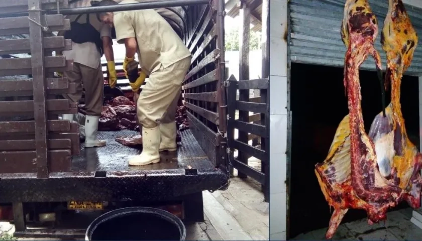 En total 2 toneladas de carne fueron decomisadas por el Invima en las dos plantas de beneficio animal.