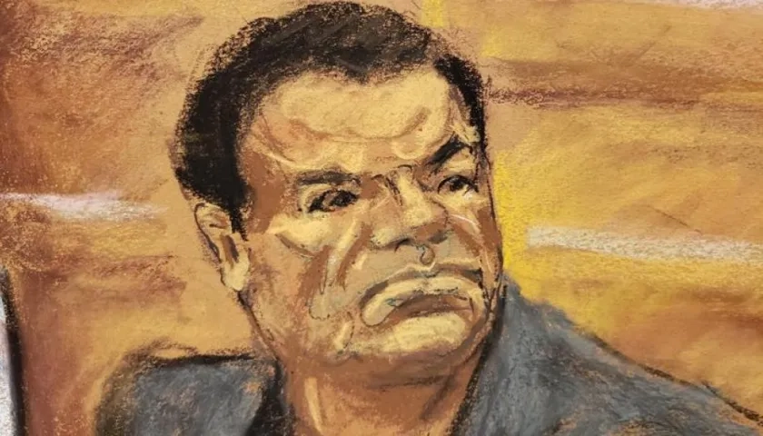 Reproducción fotográfica de un dibujo donde aparece el narcotraficante mexicano Joaquín "El Chapo" Guzmán.