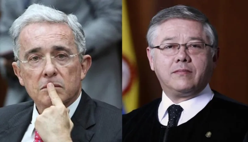 El Senador Álvaro Uribe y el presidente de la Corte Suprema de Justicia, José Luis Barceló.