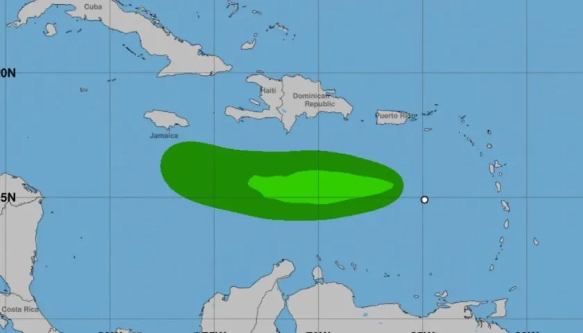 Así se ve la velocidad del viento de Isaac en el Caribe.