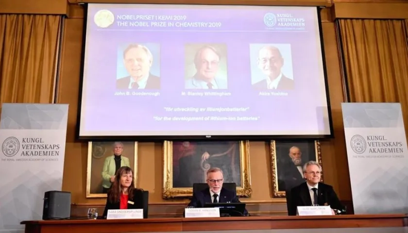 John B. Goodenough, Stanley Whittingham, Akira Yoshino, anunciados como ganadores del Nobel de Química.