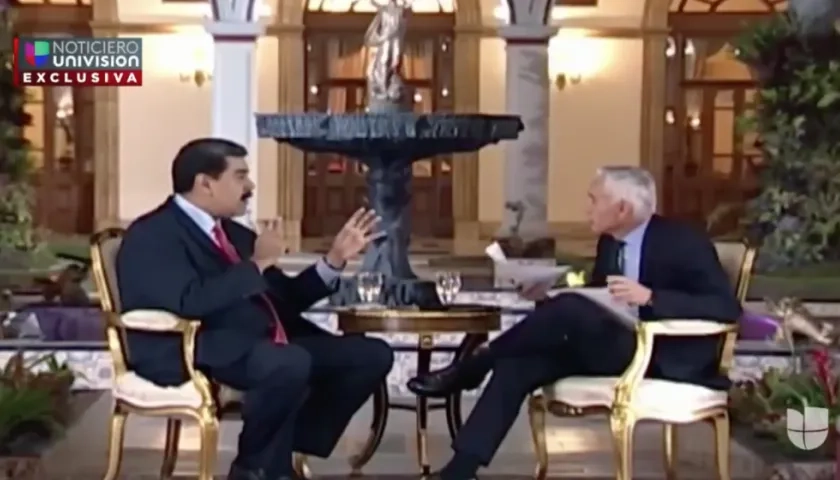 El Presidente de Venezuela, Nicolás Maduro y el periodista Jorge Ramos.