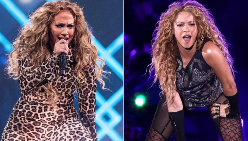 Las cantantes Jennifer Lopez y Shakira.