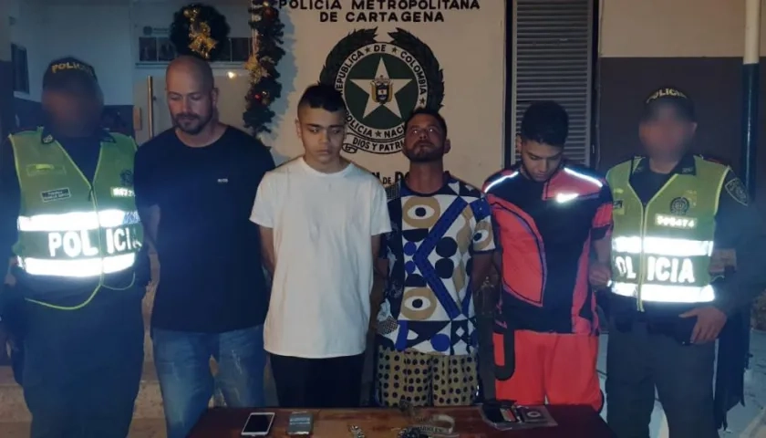 Los cuatro capturados por vender droga sintética en Cartagena.
