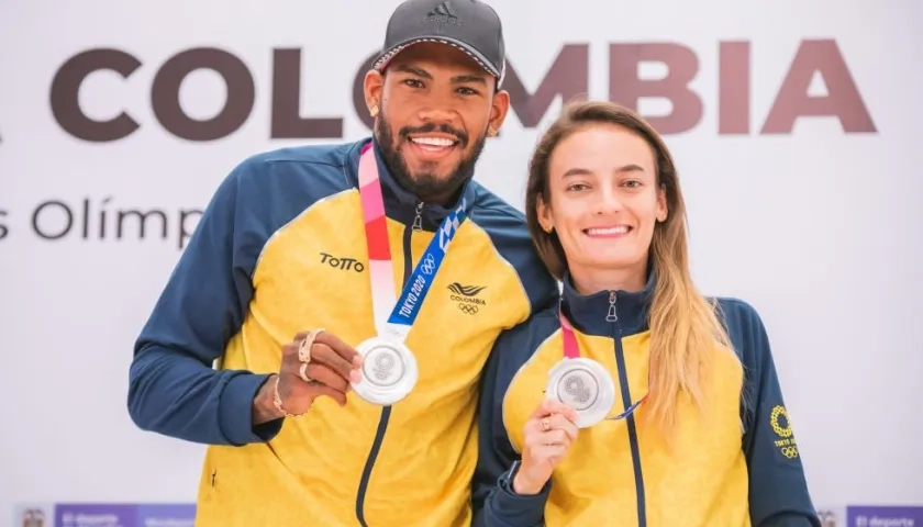 Anthony Zambrano y Sandra Lorena Arenas, medallistas olímpicos en Tokio 2021.