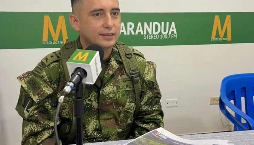 Coronel Omar Arciniegas Pinilla, jefe del Comando Especifico del Oriente, de la Fuerza de Tarea Conjunta Omega.