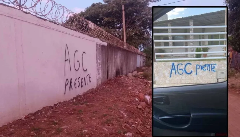 Los grafitis a nombre de las Autodefensas Gaitanistas de Colombia que aparecieron en Pueblo Bello