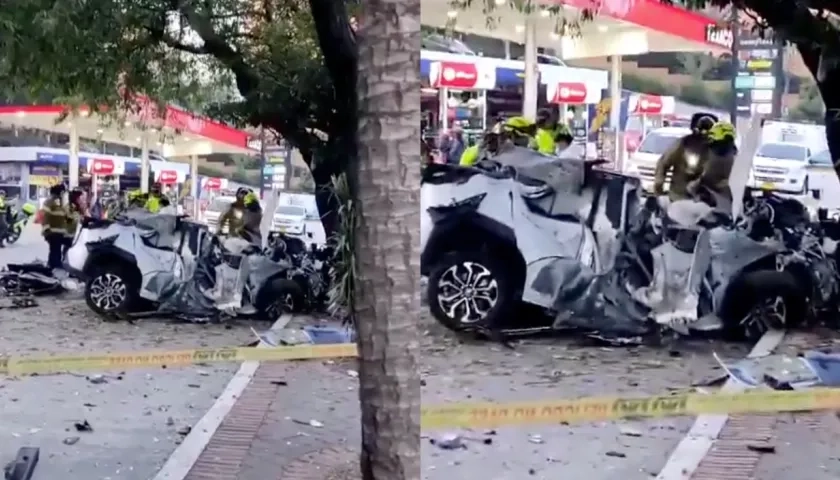 Aspecto del accidente en las calles de Bogotá. 