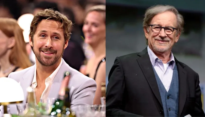 Ryan Gosling y Steven Spielberg, presentadores de la gala.
