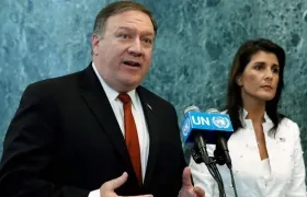 El secretario de Estado estadounidense, Mike Pompeo, y la embajadora de Estados Unidos ante la Organización de las Naciones Unidas (ONU), Nikki Haley