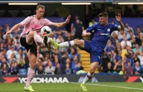 Acción del partido entre Chelsea y Leicester. 