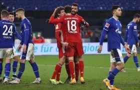 Thomas Müller celebra luego de marcar un gol. 