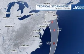 Así se ve cómo avanza la tormenta Henri.