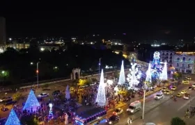 La zona turística de Cartagena con alumbrado navideño