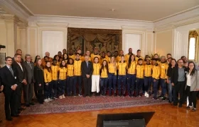 La delegación colombiana fue recibida en la Casa de Nariño por la ministra del Deporte Astrid Rodríguez. 