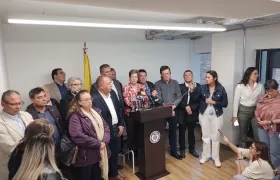 La ministra de Trabajo, Gloria Inés Ramírez, habla al término de la reunión de este viernes