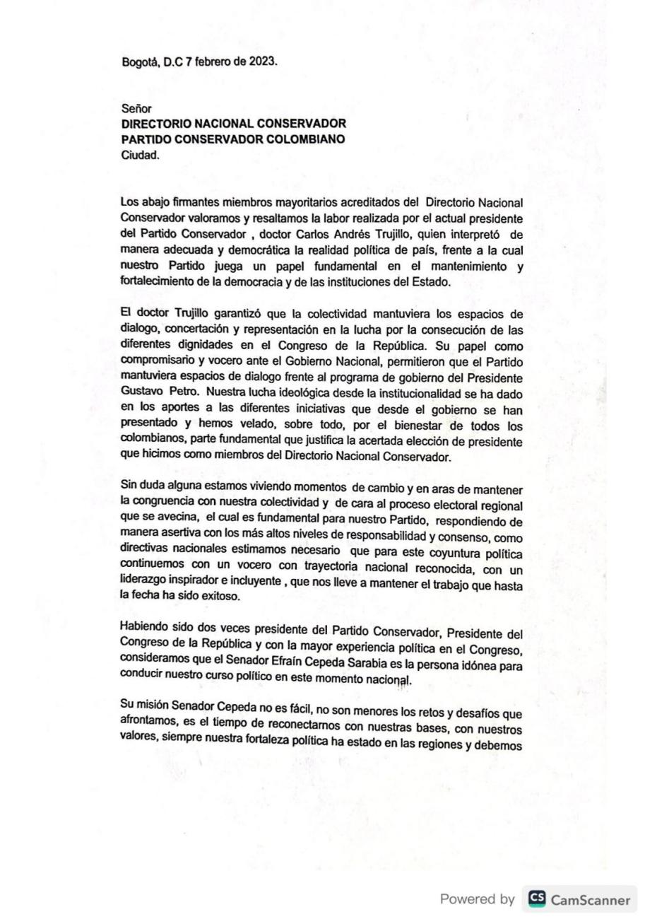 Designación de Efraín Cepeda como director del Partido Conservador