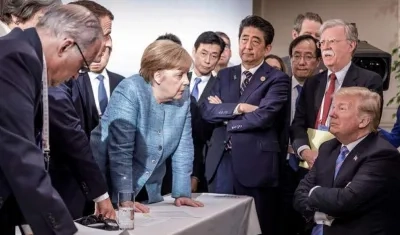 Mandatarios, miembros del G7, acorralando a Trump.