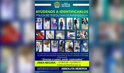 Cartel de los más buscados en Barranquilla.