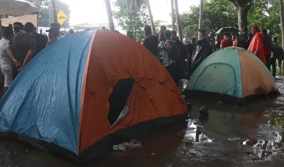 Campamentos de migrantes en la frontera de México con Guatemala.