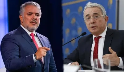 El expresidente Iván Duque y el expresidente Álvaro Uribe