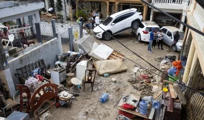 Uno de los sectores residenciales de Santo Domingo devastado por las inundaciones