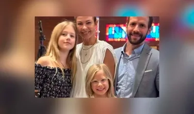 Christian Oliver, su esposa Jessica Klepser y sus hijas Madita y Annik