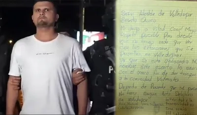 José Manuel Vega Sulbarán, alias ‘Satanás’, y la carta que envió al alcalde de Valledupar