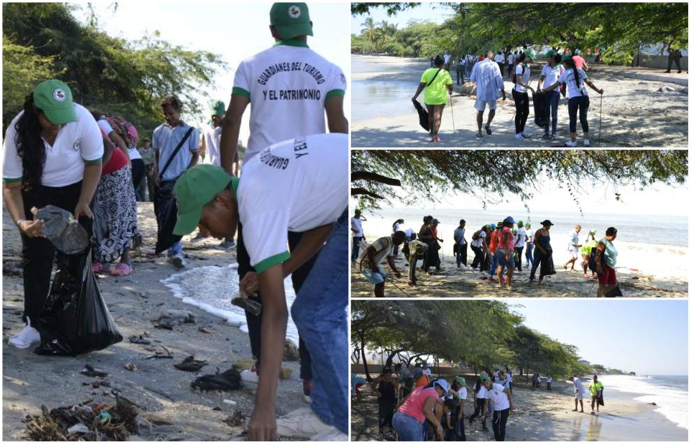 Voluntarios limpian las playas del aeropuerto.
