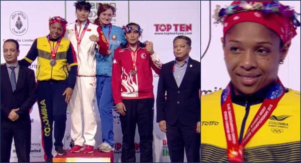 Jessica Caicedo obtiene la primera medalla de plata de Colombia en un Mundial Femenino de Boxeo.
