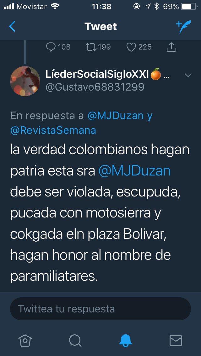 La amenaza que le hicieron a María Jimena Duzán en Twitter. 