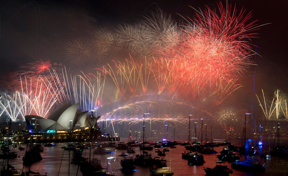Los australianos festejaron por todo lo alto la bienvenida al Año Nuevo.