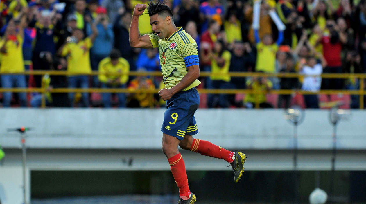 Falcao celebra su gol ante Perú. 