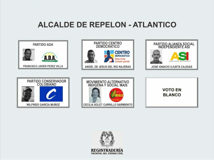 Los cinco candidatos a la Alcaldía de Repelón.