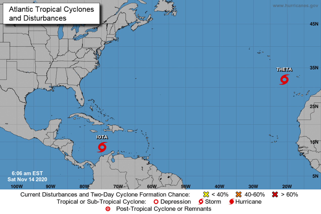 Pronóstico de la tormenta tropical Iota.