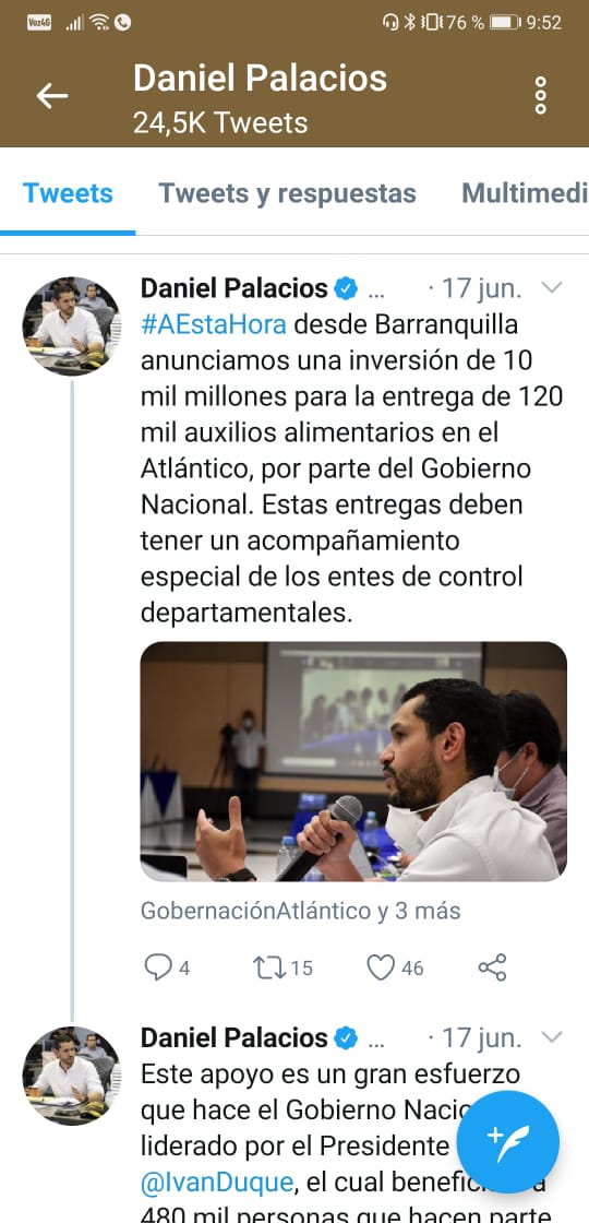 El mismo Viceministro del Interior, Daniel Palacios, publicó su foto sin el tapaboca puesto, durante la reunión del Comité de Emergencia, realizado en Barranquilla.