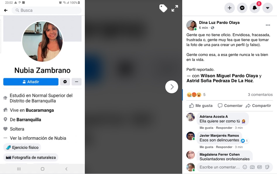 La advertencia de Dina Luz Pardo a sus seguidores sobre el falso perfil.