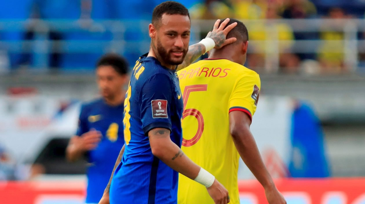 Neymar de Brasil bromea con Wilmar Barrios