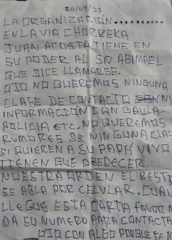 El panfleto que habría entregado Irnis José Martínez Montes, a un mototaxista.