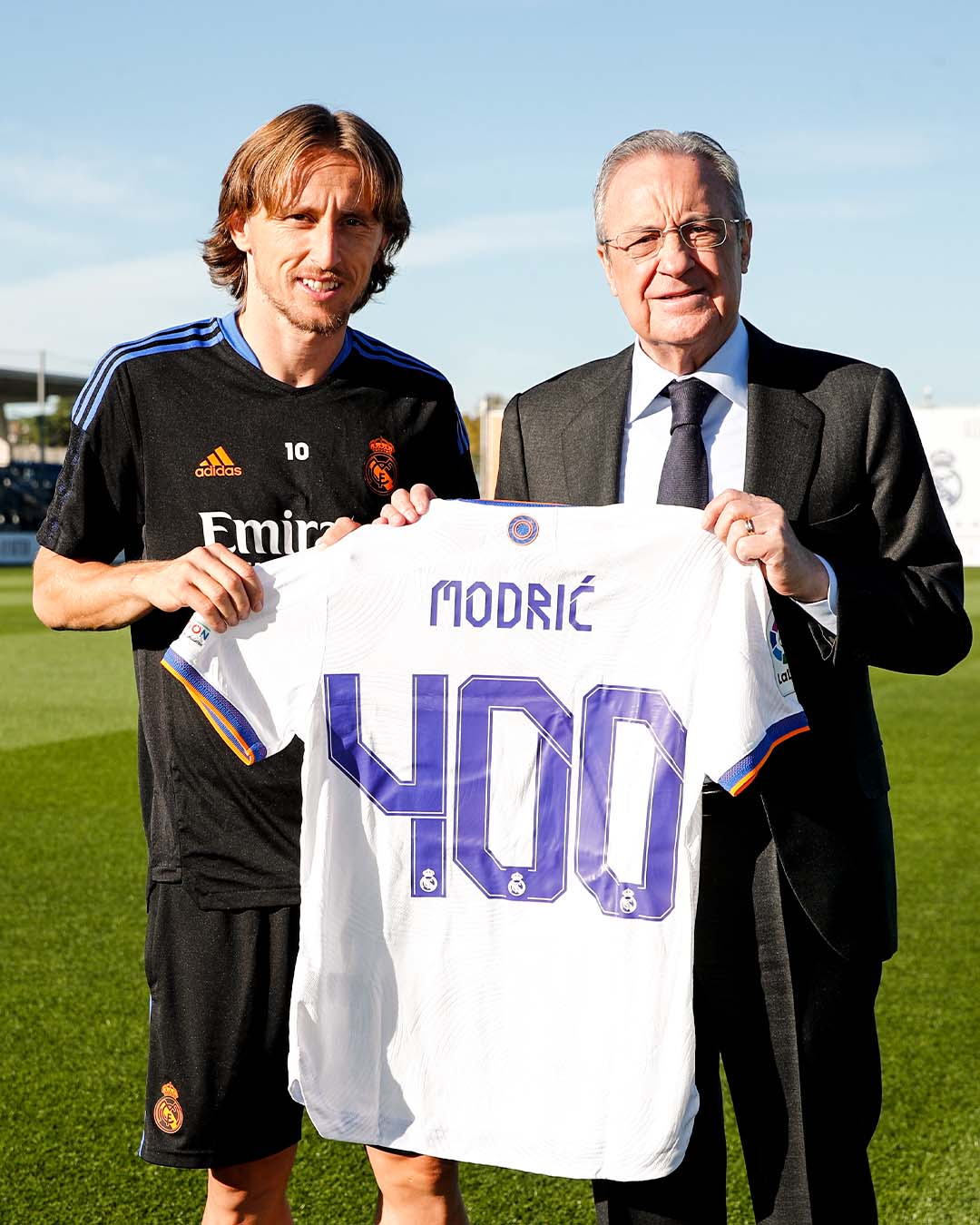 El croata Luka Modrid y Florentino Pérez, presidente de Real Madrid.