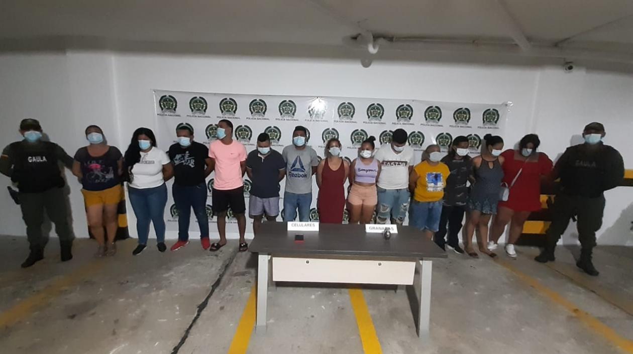 Presuntos integrantes de 'Los Costeños' por el accionar de extorsión en el suroriente de Barranquilla. 