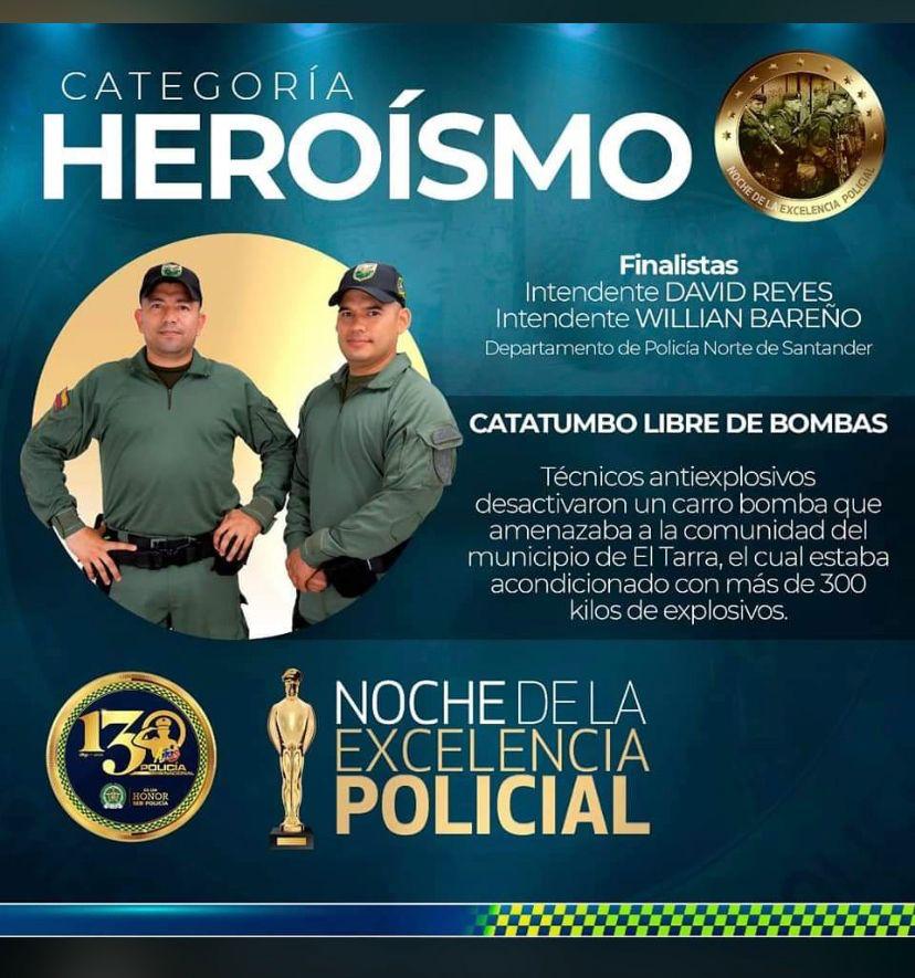Los uniformados fueron galardonados en la Noche de la Excelencia Policial. en la categoría de 'Heroísmo'. 