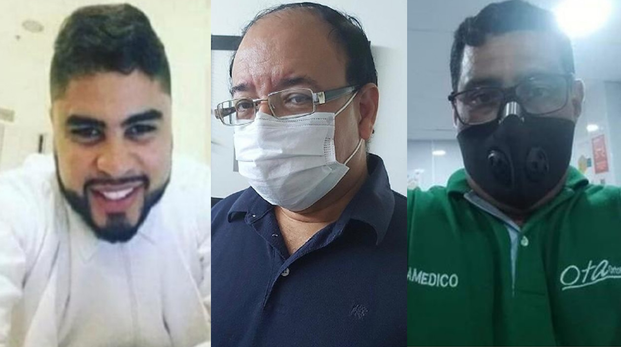 Elvin Hernández Vega, auxiliar de Enfermería;  Héctor Escorcia Rodriguez, médico cirujano, y Wilson Virgilio Cardozo, paramédico. 