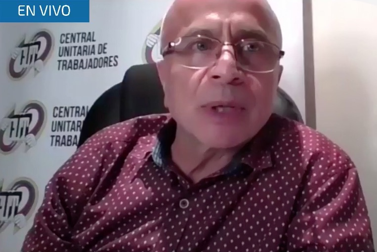 Francisco Maltés Tello, presidente de la CUT, en rueda de prensa virtual.